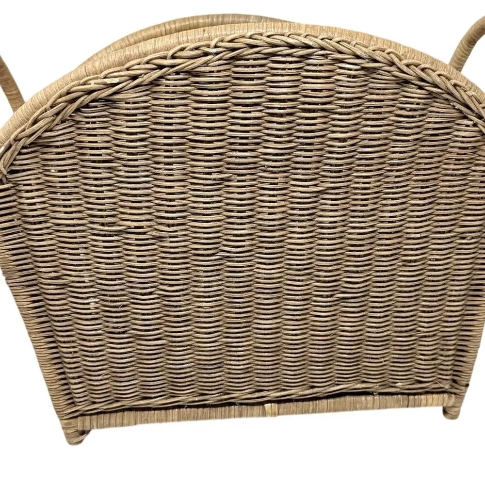 Vintage 80s French Country Wicker Basket Magazine Holder Basket Apple Accent